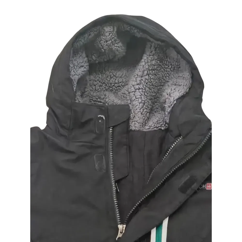 SwissTech Boys Black and Green Winter Jacket Fleece Lined Winter Coat XL (14-16)